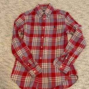 Ralph Lauren Red Plaid Button-Down Shirt – Size XS (NWT)